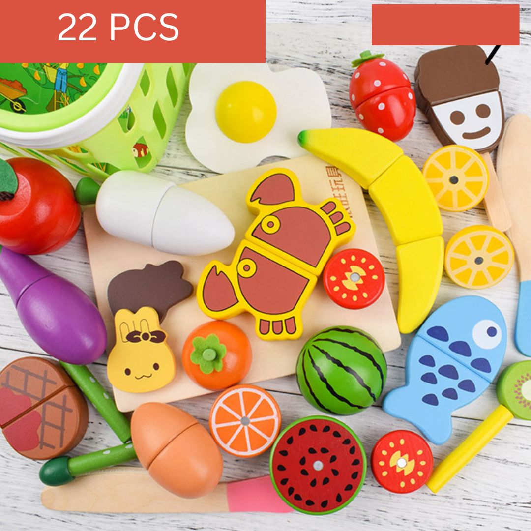Montessori Holz Schneide Spielset für Kinder