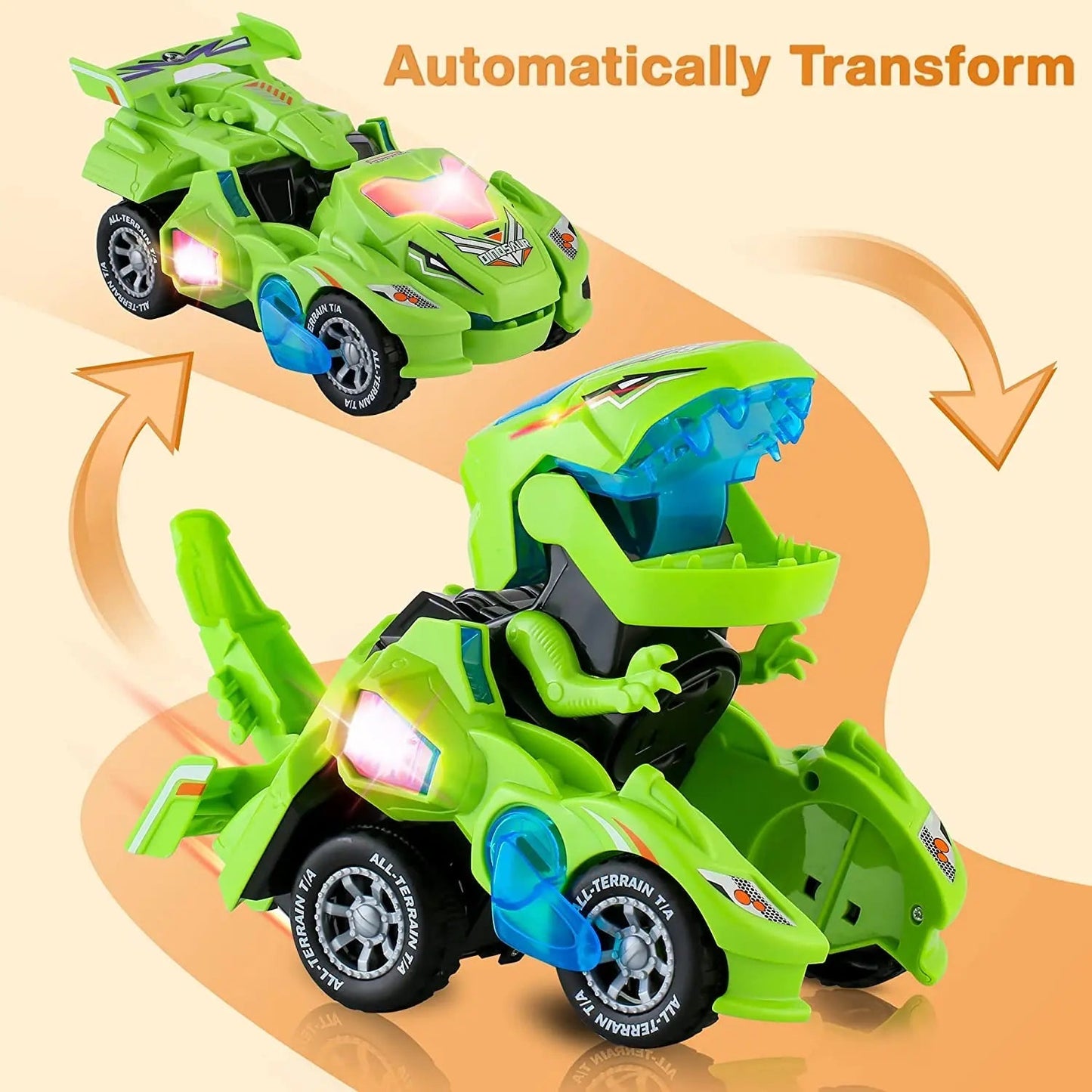 Dino-Auto mit automatischer Verwandlung – Mit Licht und Sound