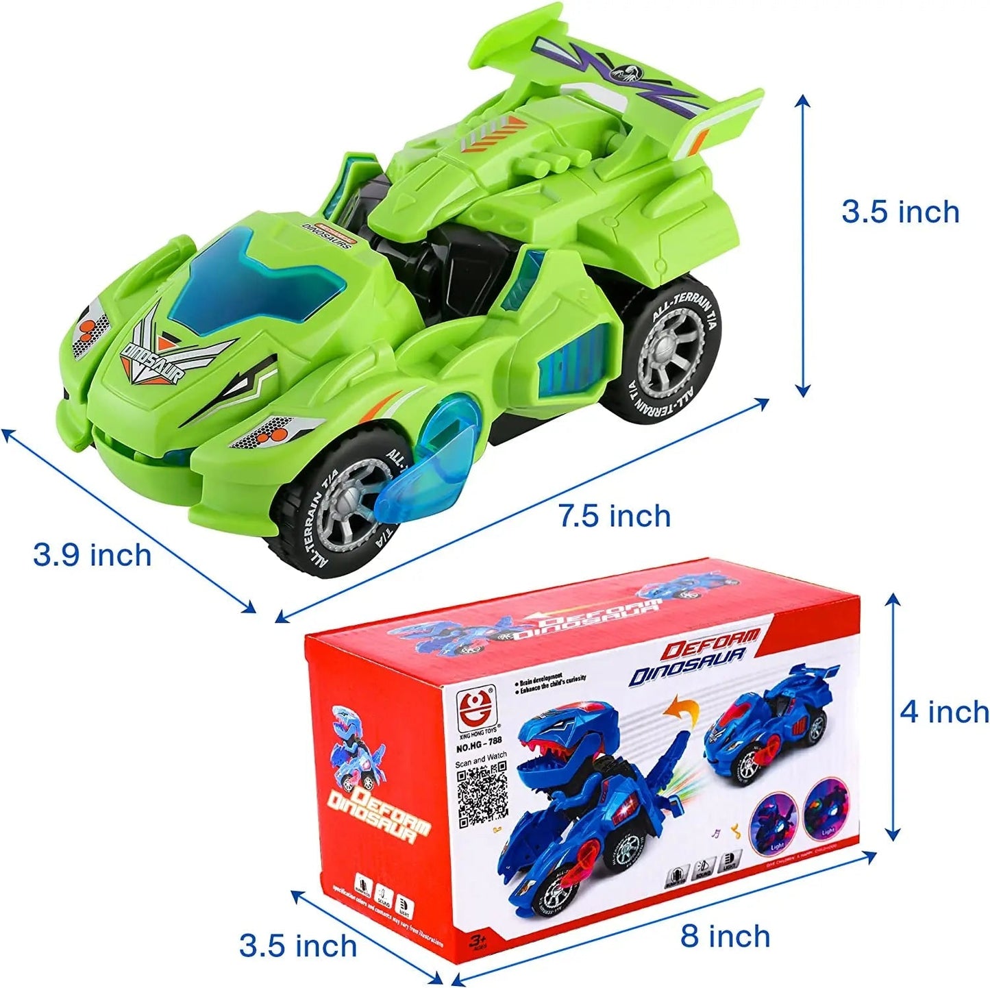 Dino-Auto mit automatischer Verwandlung – Mit Licht und Sound