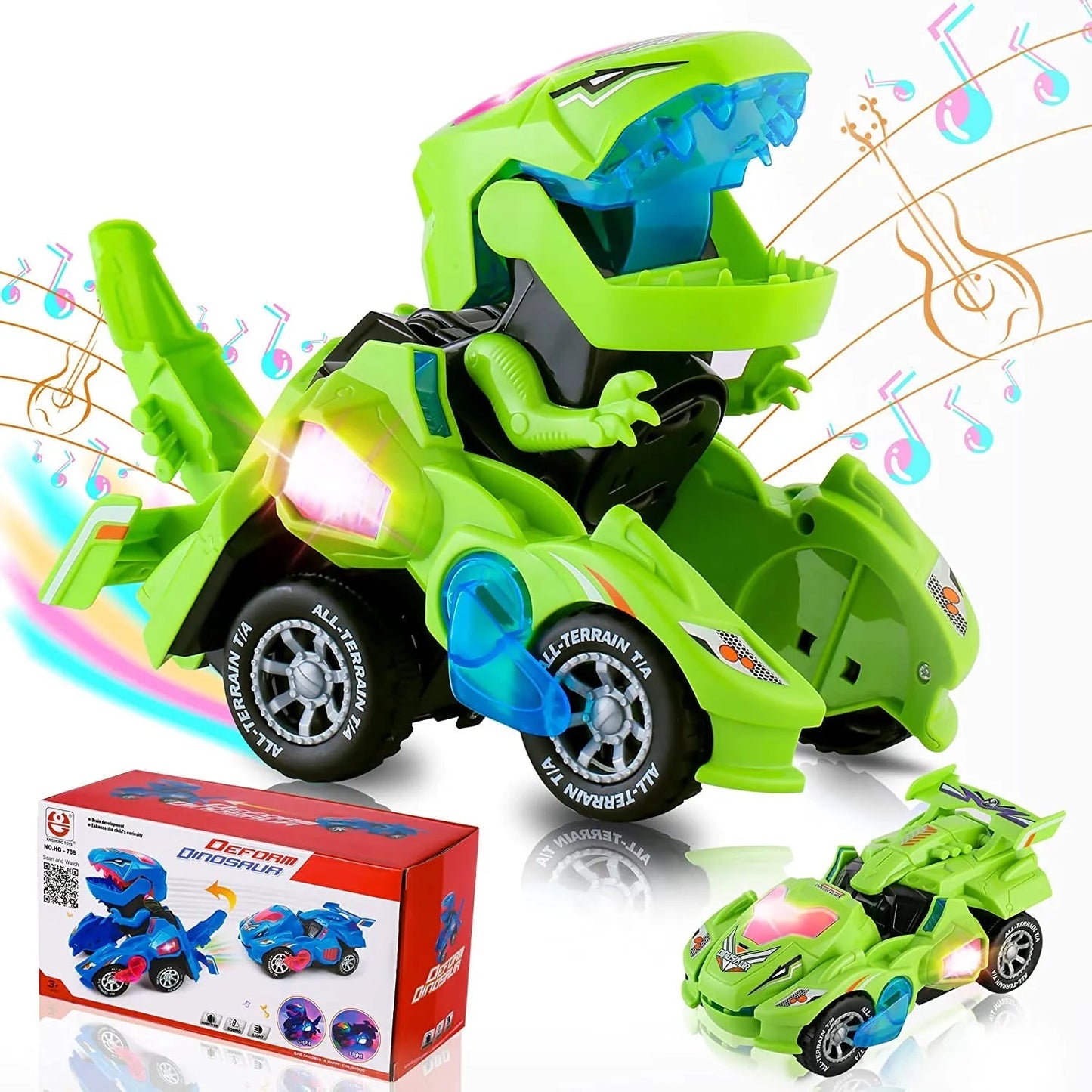 Dino-Auto mit automatischer Verwandlung – Mit Licht und Sound