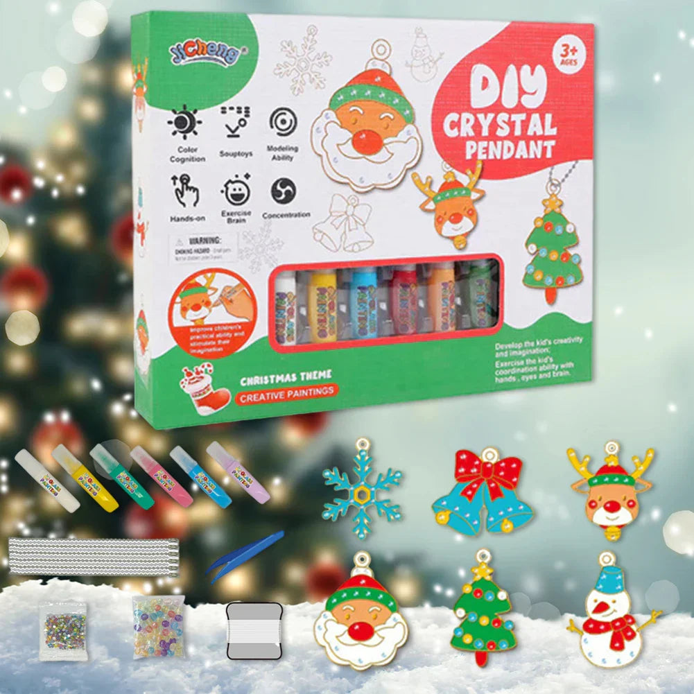 „DIY Weihnachts-Anhänger Set – Kreatives Basteln und Malen für Kinder mit festlichen Motiven