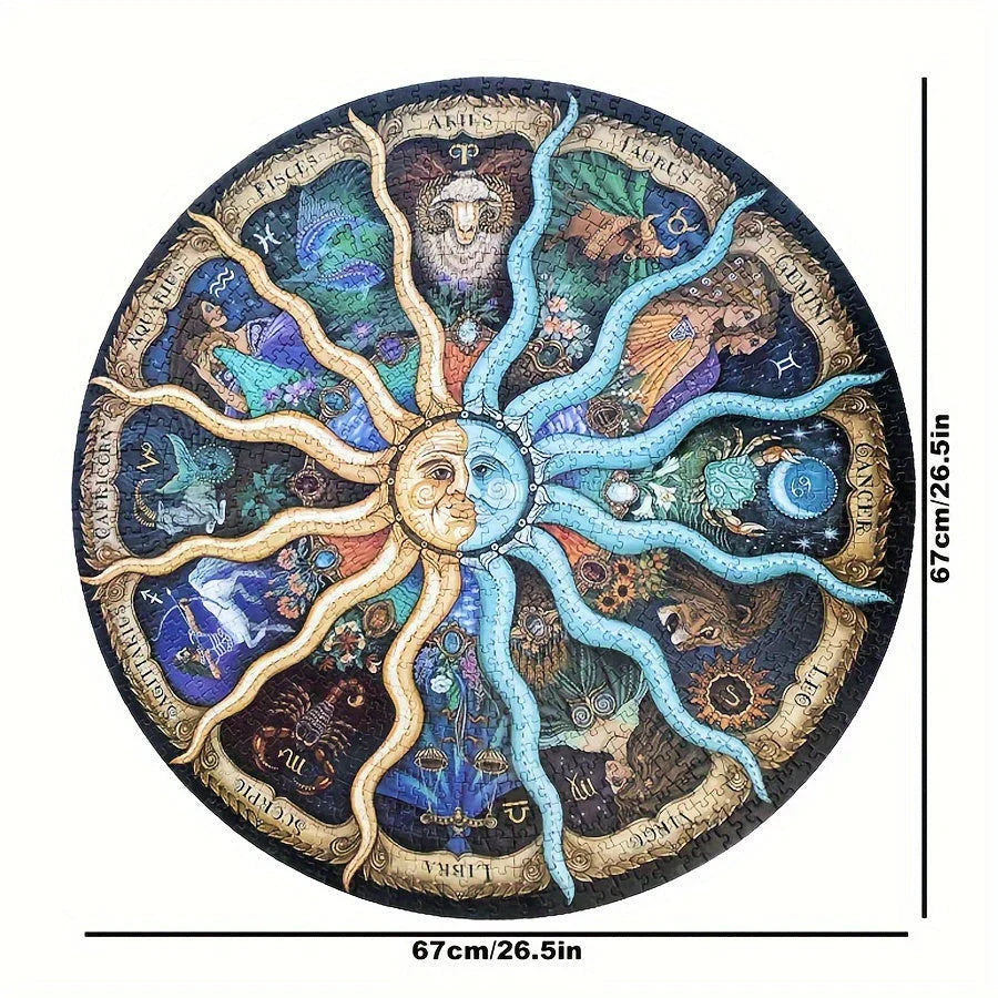 1000-Teiliges Rundes Astrologie-Puzzle – Für Puzzle-Fans und Sternenfreunde