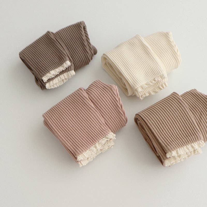 Rippstrick Baby-Leggings mit Spitzenrand für Mädchen – Bequem und Stylish