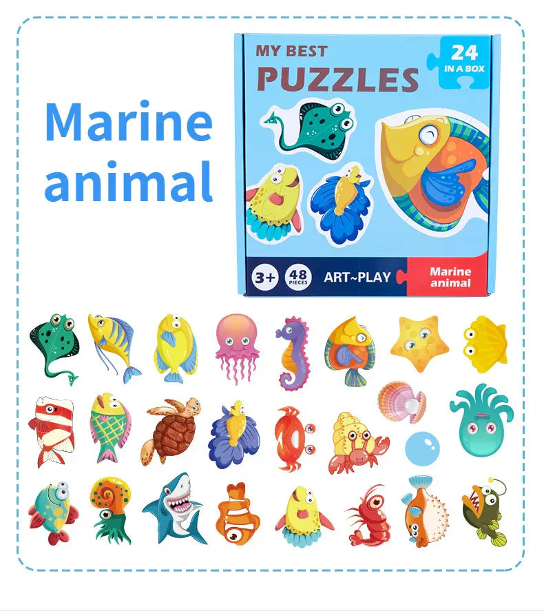 Pädagogisches Kinderpuzzle – Lernspaß mit bunten Motiven