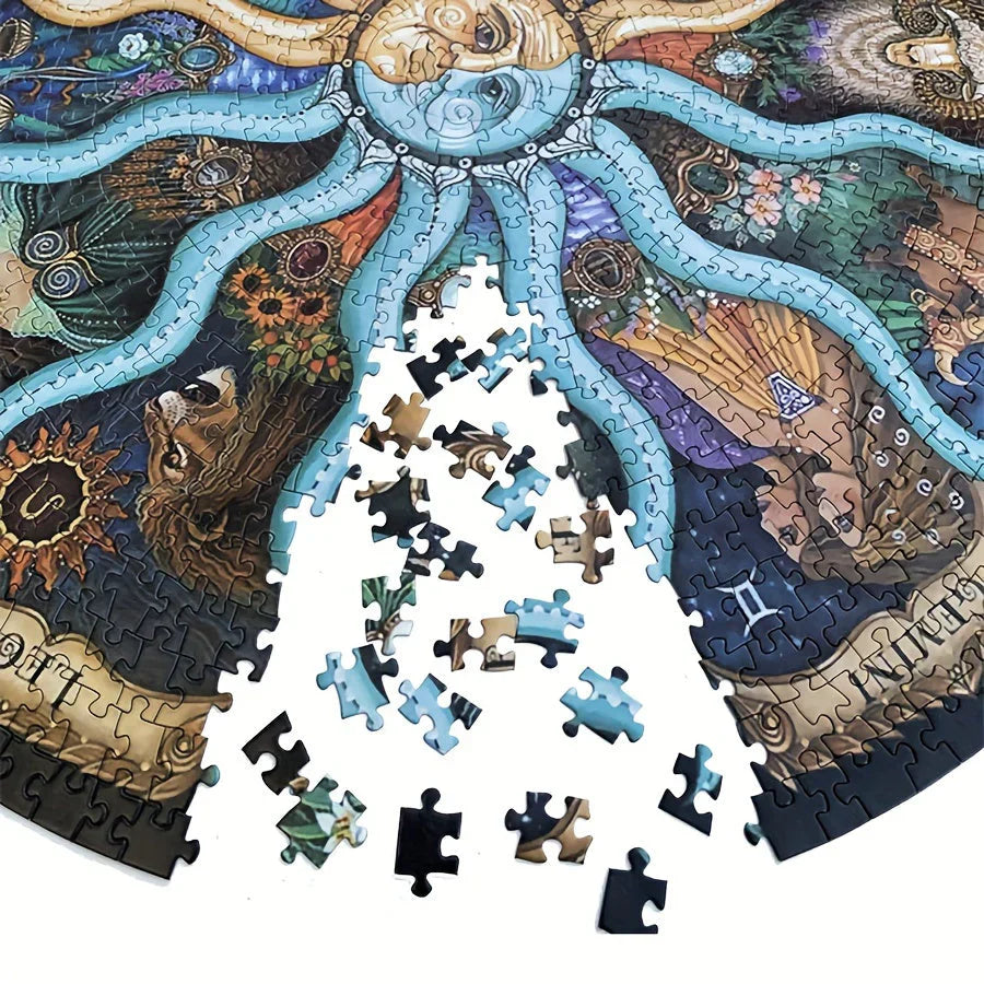 1000-Teiliges Rundes Astrologie-Puzzle – Für Puzzle-Fans und Sternenfreunde
