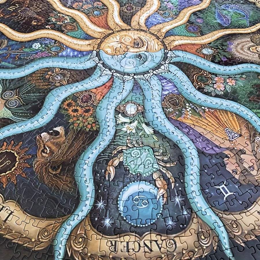 1000-Teiliges Rundes Astrologie-Puzzle – Für Puzzle-Fans und Sternenfreunde