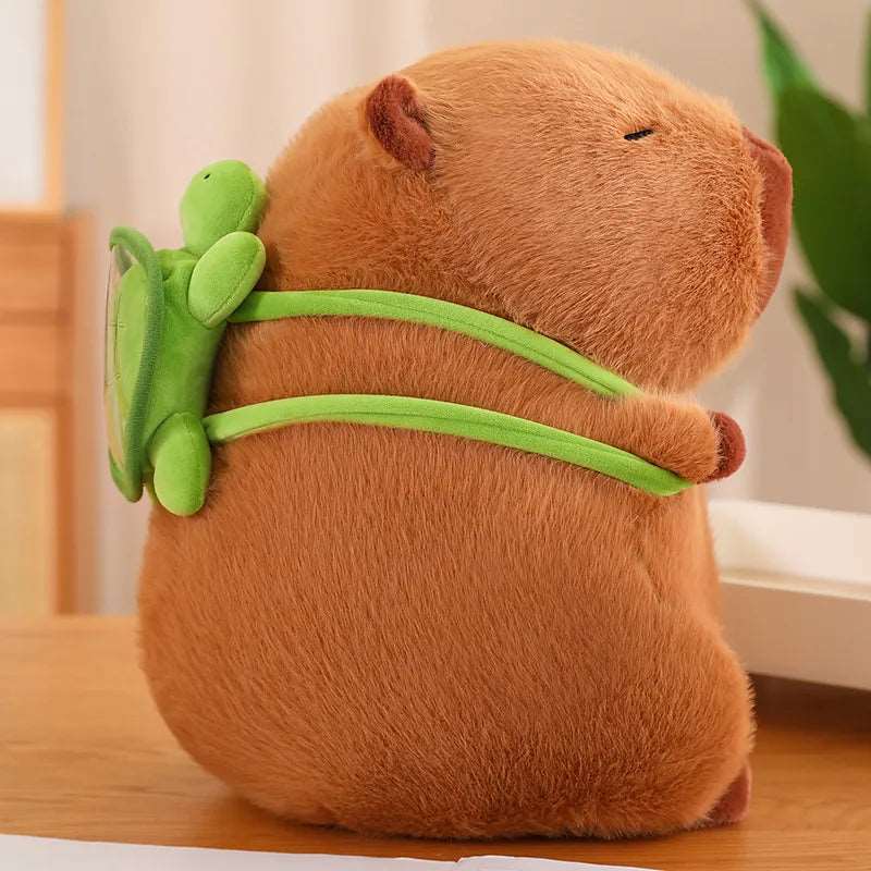 Kuschelige Capybara mit integriertem Schildkrötenrucksack – Perfekt für Abenteuer und Komfort