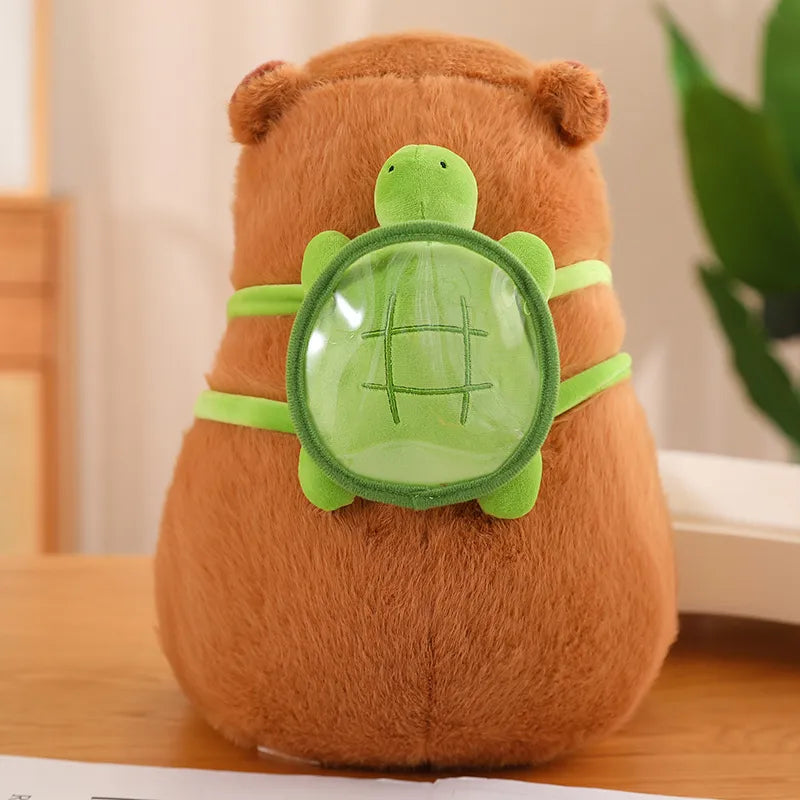 Kuschelige Capybara mit integriertem Schildkrötenrucksack – Perfekt für Abenteuer und Komfort