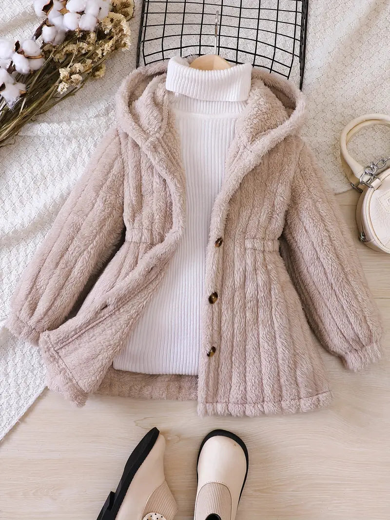 Fleece-Innenfutter für Mädchen – Kuscheliger Wintermantel mit Kapuze für kalte Tage
