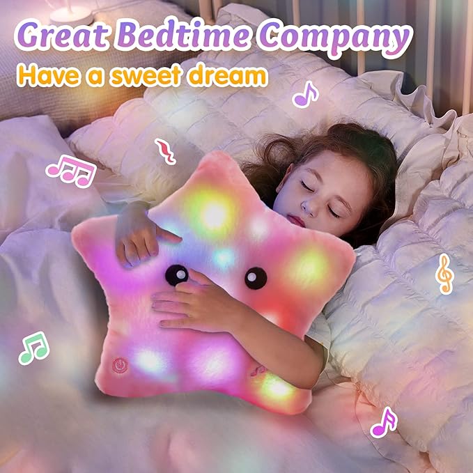 Leuchtendes LED-Kuschelkissen für Kinder – Sternen-Design