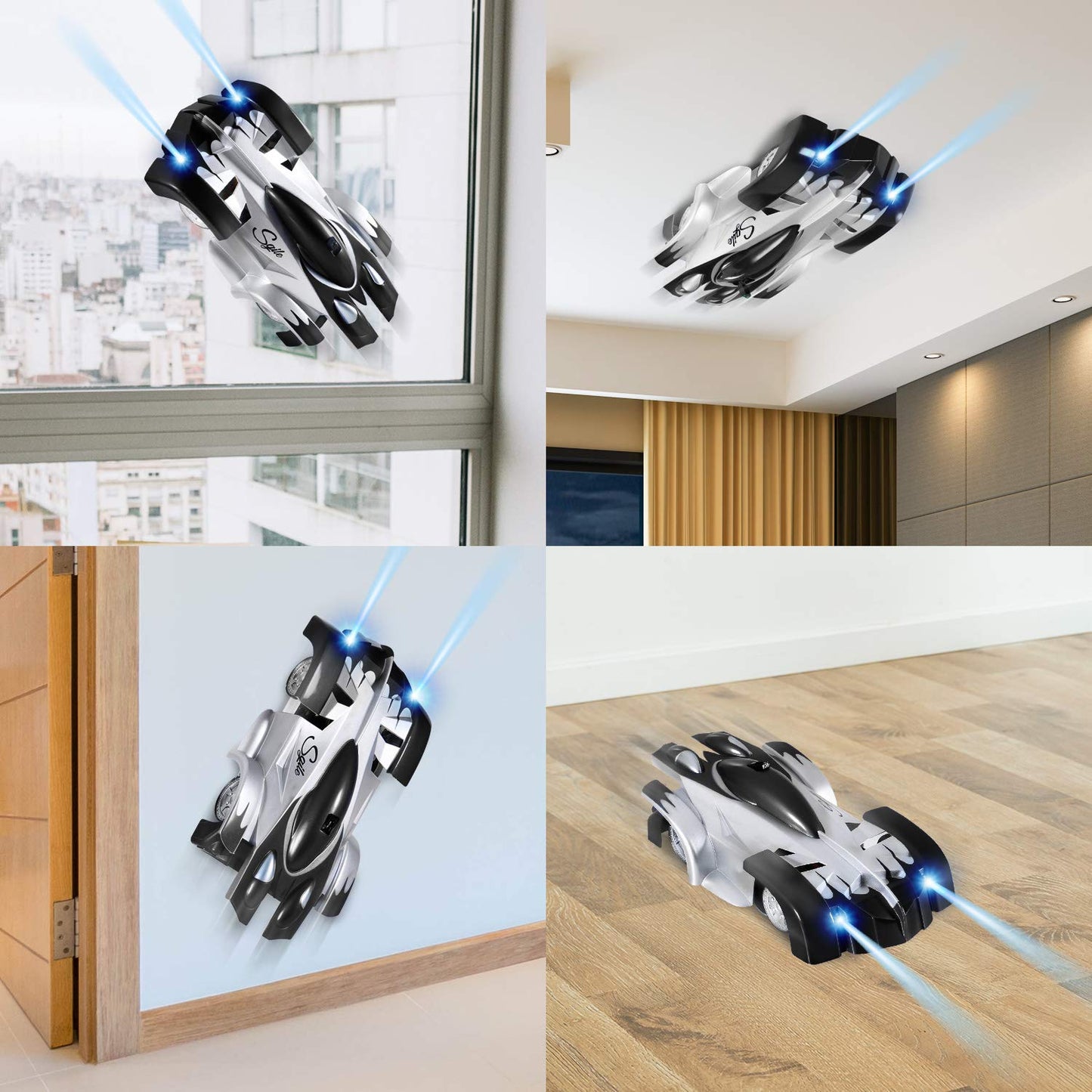 Spektakuläre Stunts an Wänden und Decken – Fernsteuer-Auto