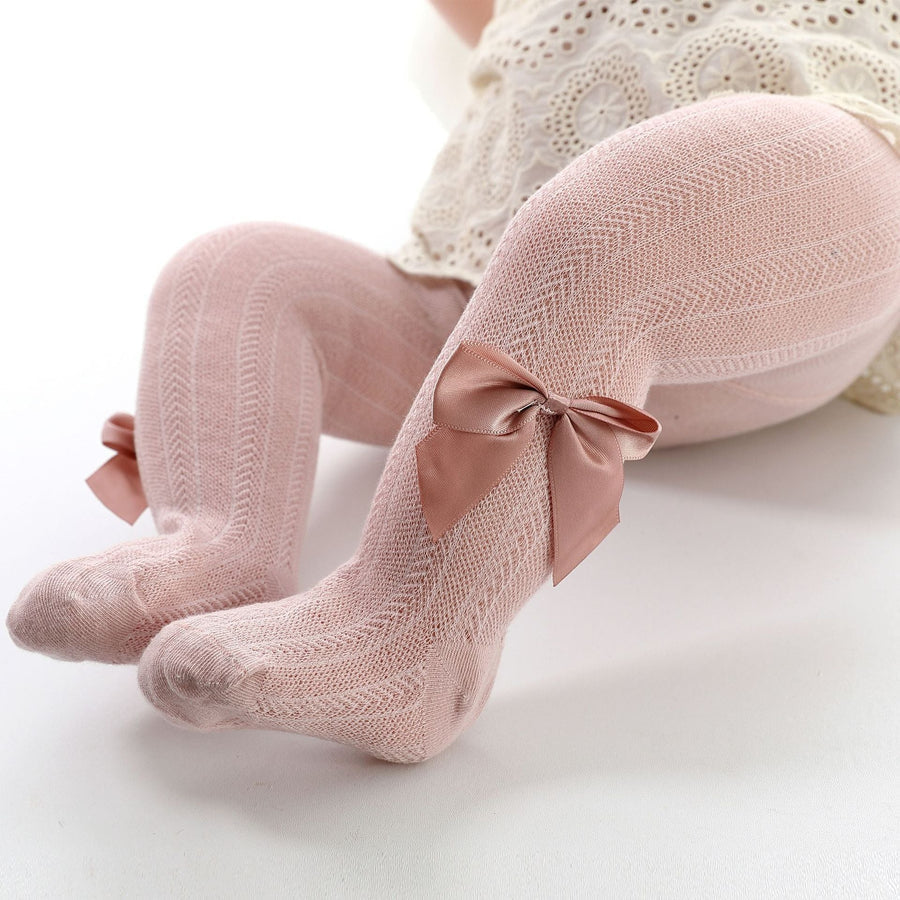 Süße Baby Mädchen Strumpfhose mit Schleifenverzierung
