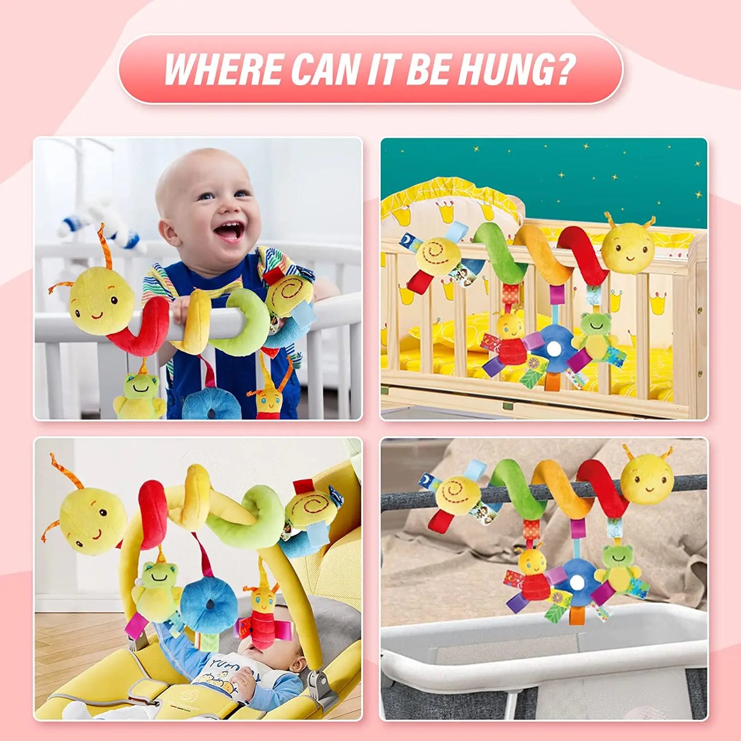 Aktivitätsspirale für Kinderwagen und Autositz – Bunter Greifbogen für die Kleinsten