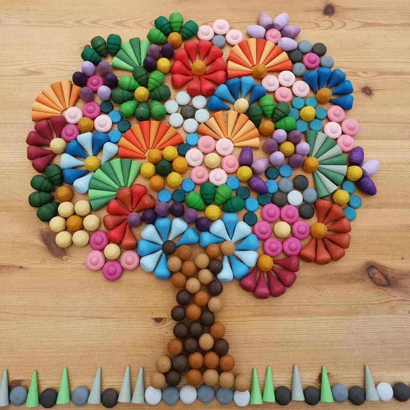 Farbenfroher Bau-Spaß – Bunte Holzbausteine für Kinder