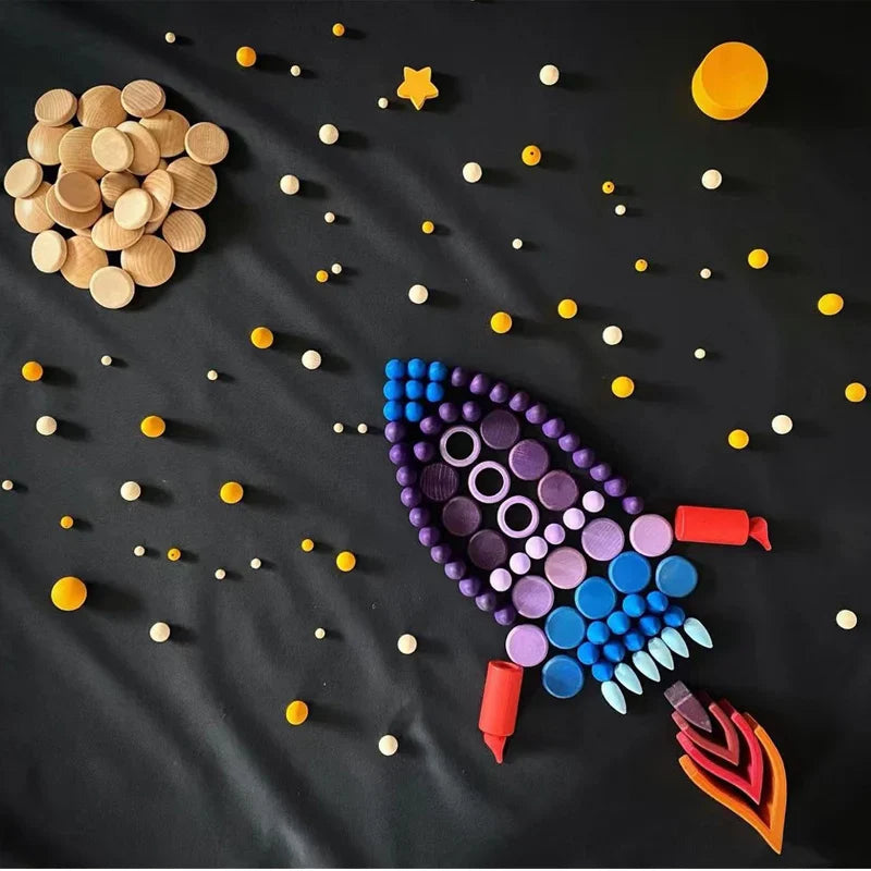 Farbenfroher Bau-Spaß – Bunte Holzbausteine für Kinder
