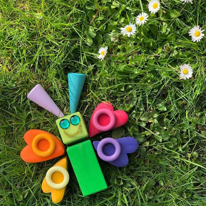 Farbenfroher Bau-Spaß – Bunte Holzbausteine für Kinder