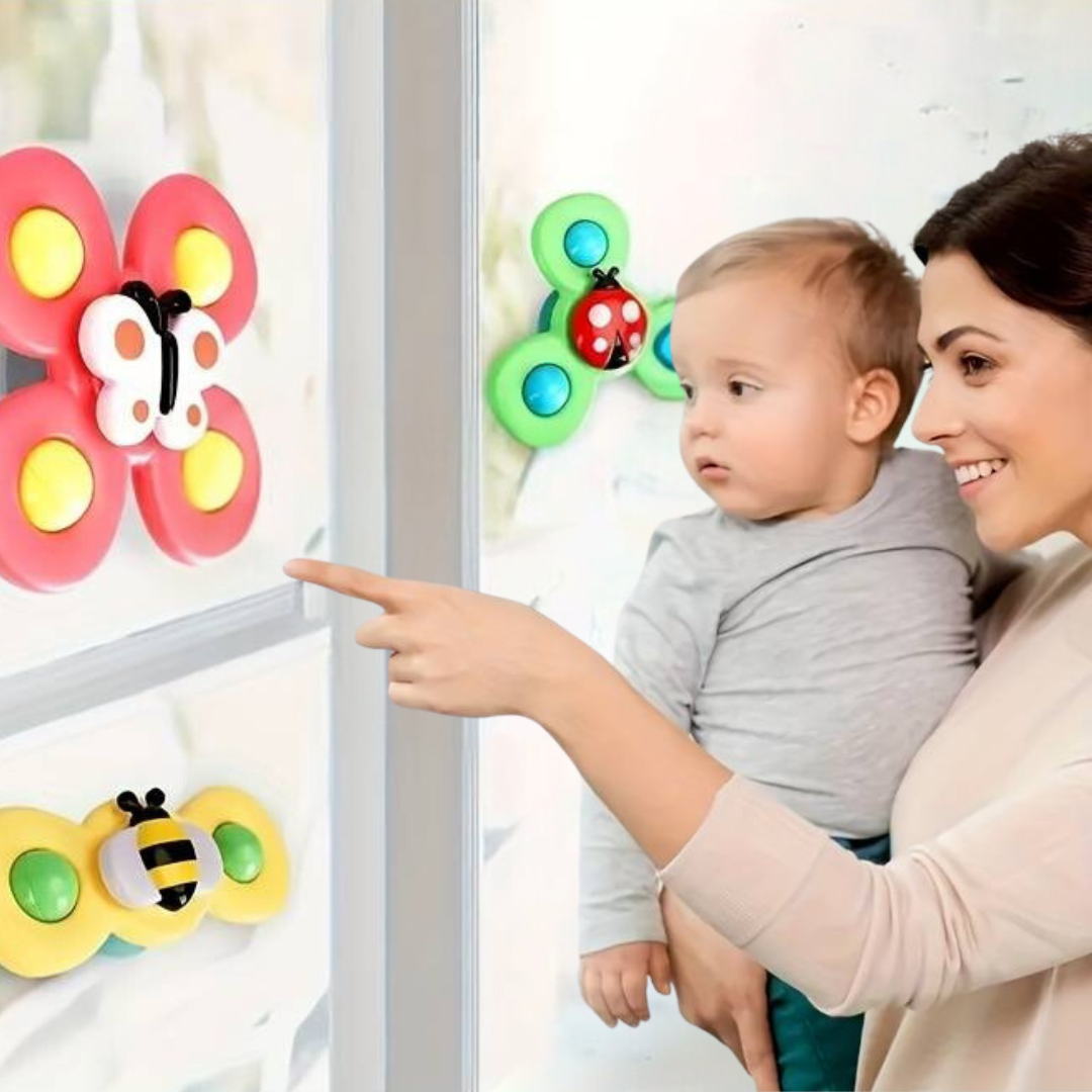 3er-Pack Saugnapf Drehspielzeug für Kinder
