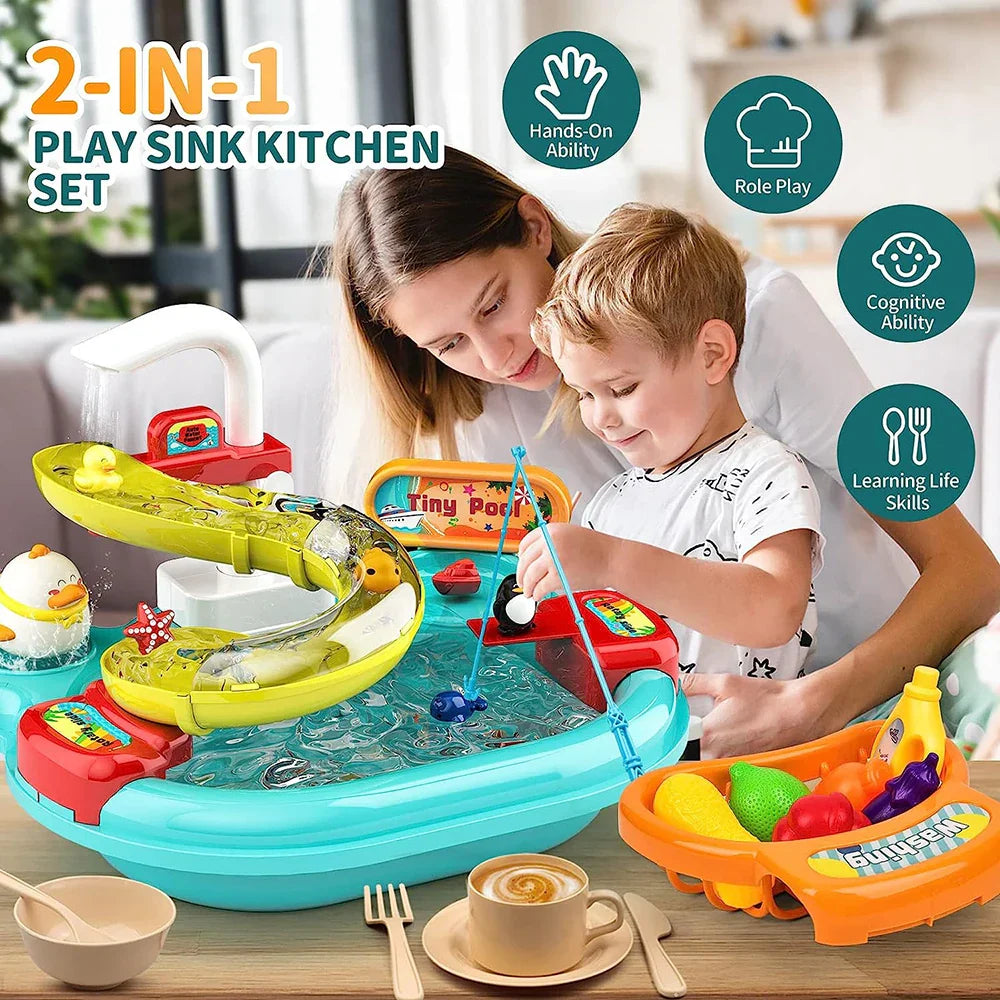 Interaktiver Wasser-Abenteuer-Spaß – Kinder Spielküche und Angelset