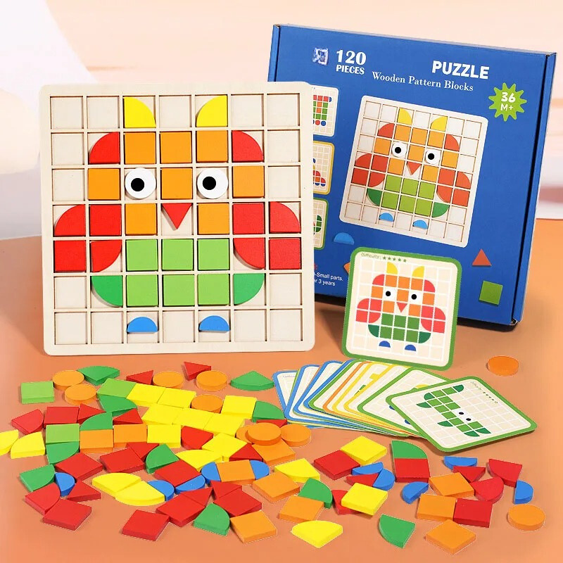 Kreatives Holzpuzzle für kleine Kinder