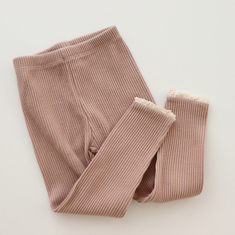 Rippstrick Baby-Leggings mit Spitzenrand für Mädchen – Bequem und Stylish