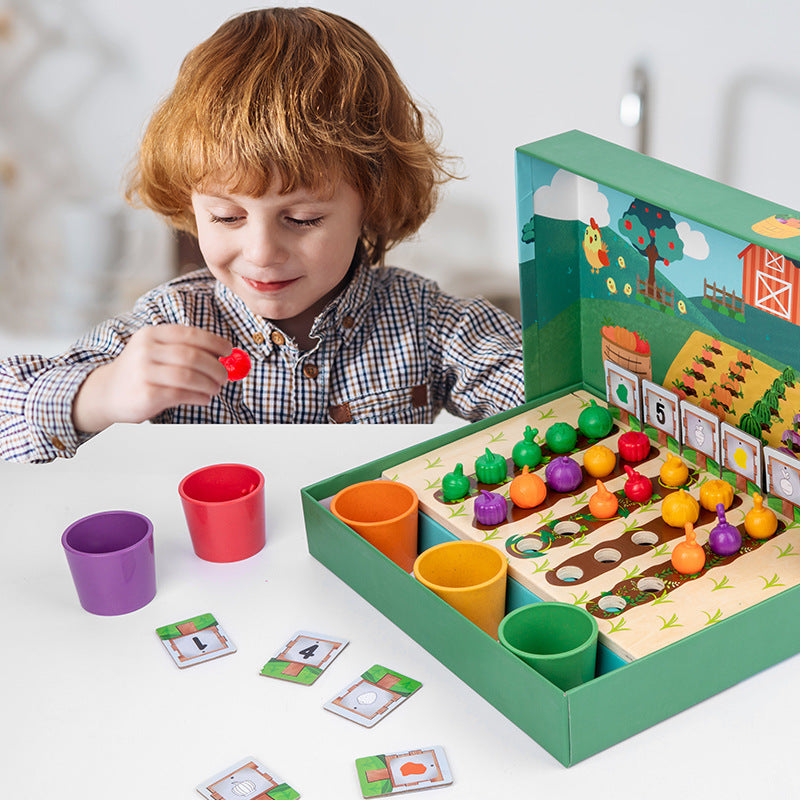 Montessori Farben- und Zahlenspiel aus Holz – Pädagogisches Sortierspiel für Kinder