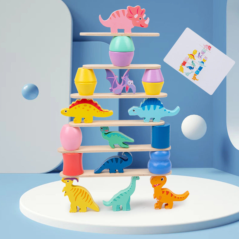 Buntes Montessori Dinosaurier Stapelspiel für Kinder