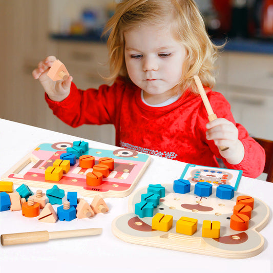 Bunte Montessori Farbenschauben Bärenplatte für kleine Handwerker
