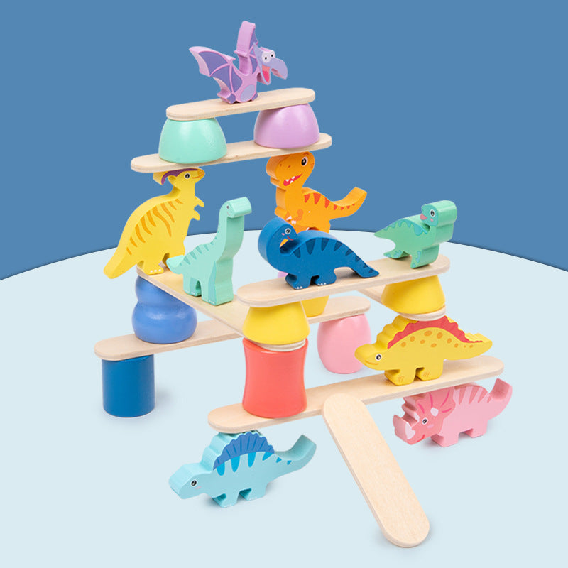 Buntes Montessori Dinosaurier Stapelspiel für Kinder