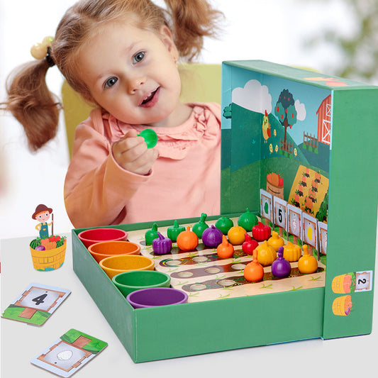 Montessori Farben- und Zahlenspiel aus Holz – Pädagogisches Sortierspiel für Kinder