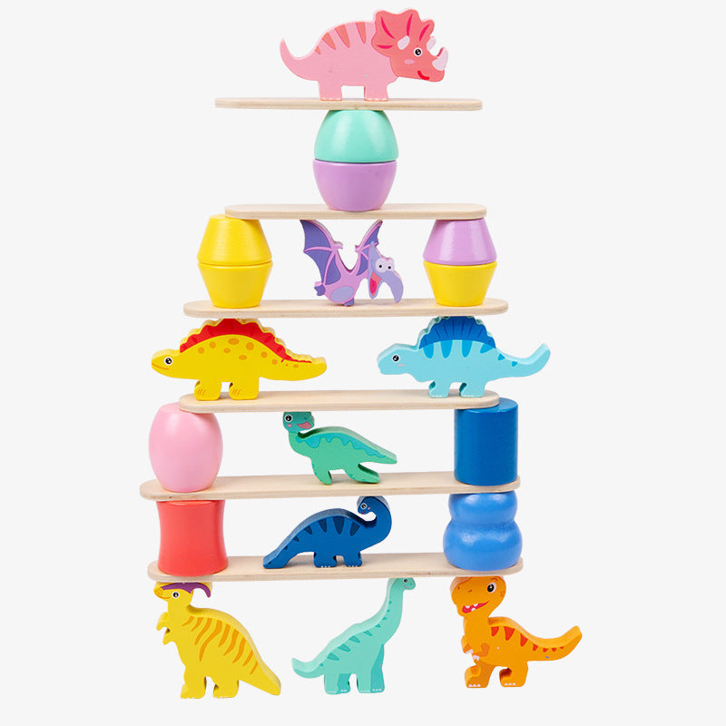 Buntes Montessori Dinosaurier Stapelspiel für Kinder