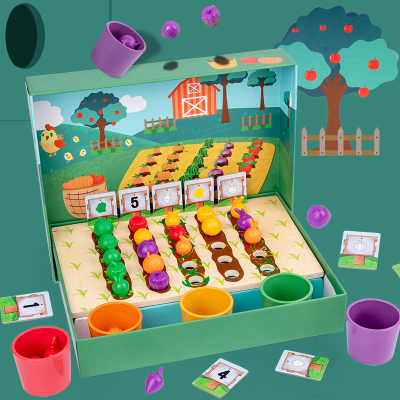 Montessori Farben- und Zahlenspiel aus Holz – Pädagogisches Sortierspiel für Kinder