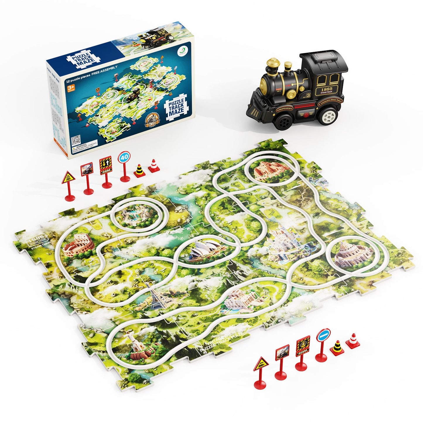 Weihnachtszauber – Puzzle-Eisenbahn Spielset für Kinder