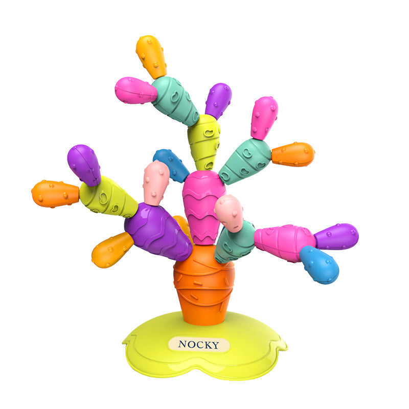 Montessori Magnetischer Kaktus aus Holz – Kreatives Steckspiel für Kinder
