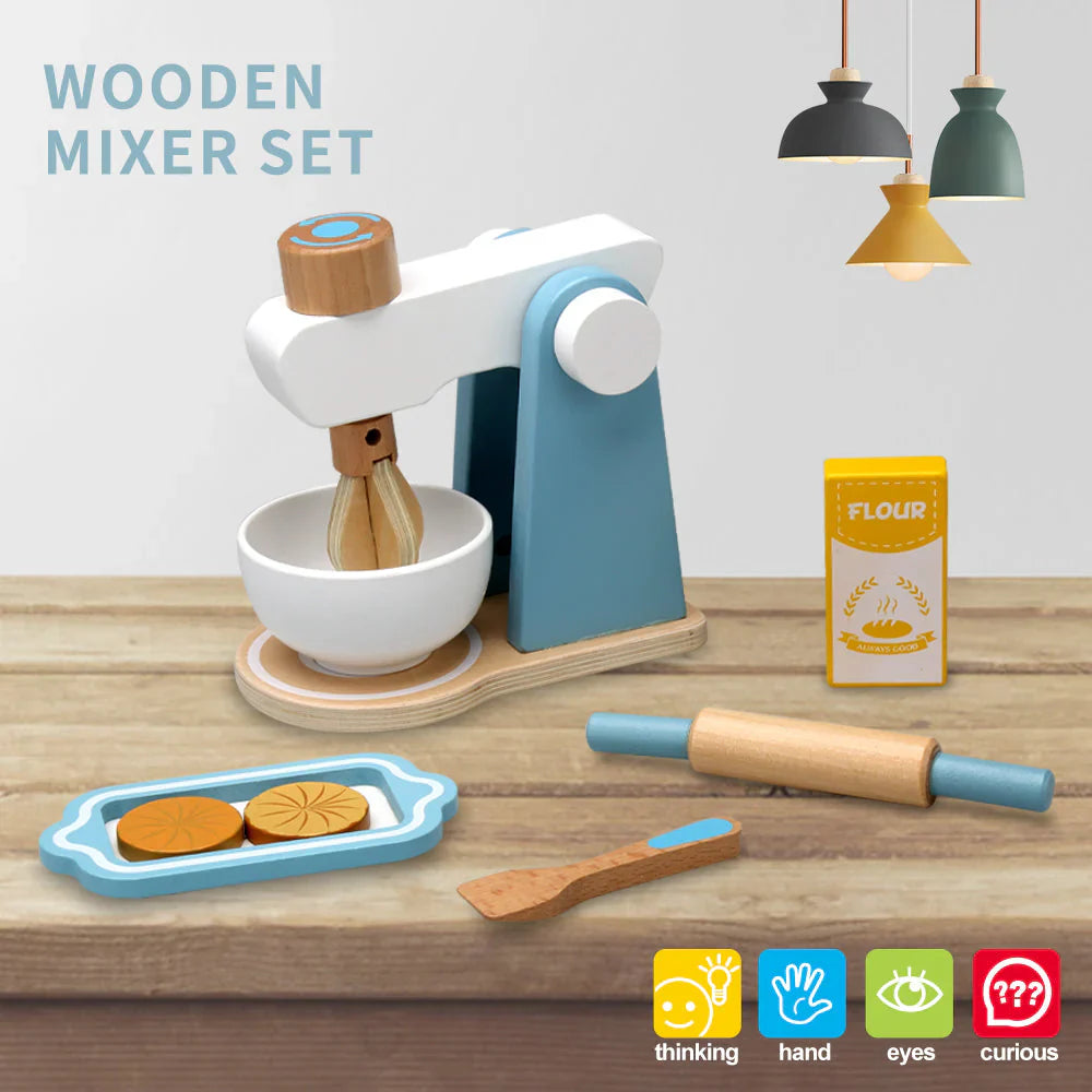 Kreative Küchenwelt – Holz Spielküche Set mit Blender für Kinder