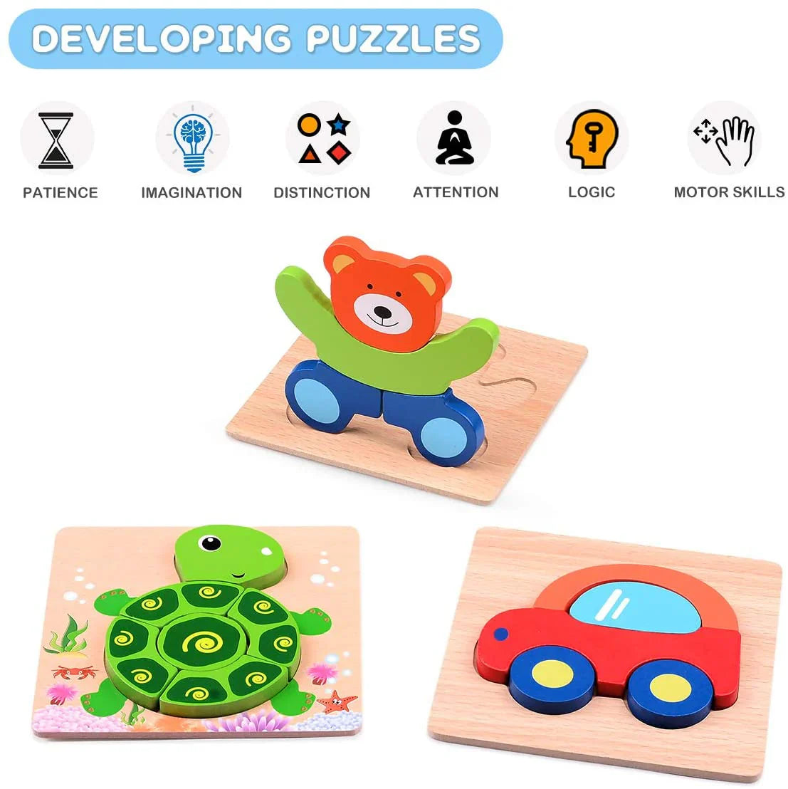 Spielend Lernen – Montessori-Holzpuzzle Tiere zur Förderung der Feinmotorik