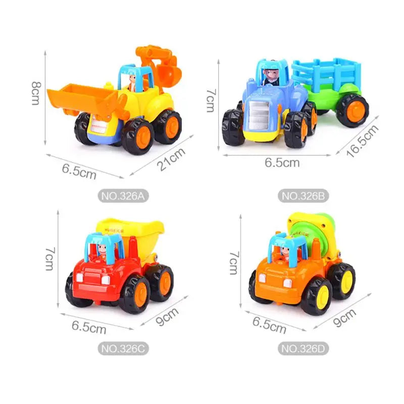 Farbenfrohe Baustellenfahrzeuge für Kinder
