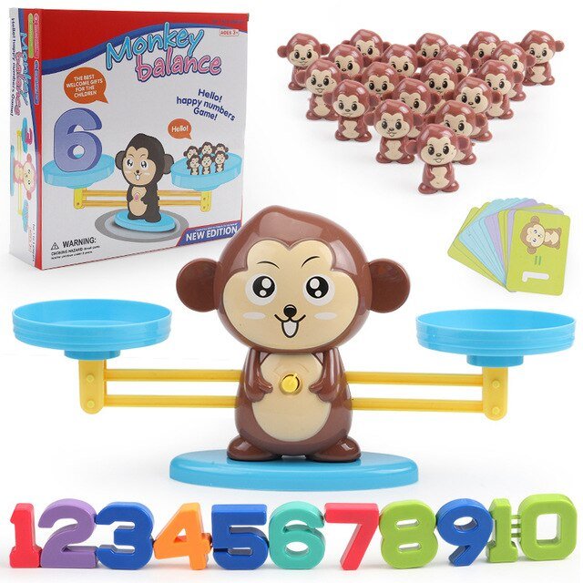 Spaßiges Mathematikspiel mit der Affenwaage – Lernspielzeug für Kinder