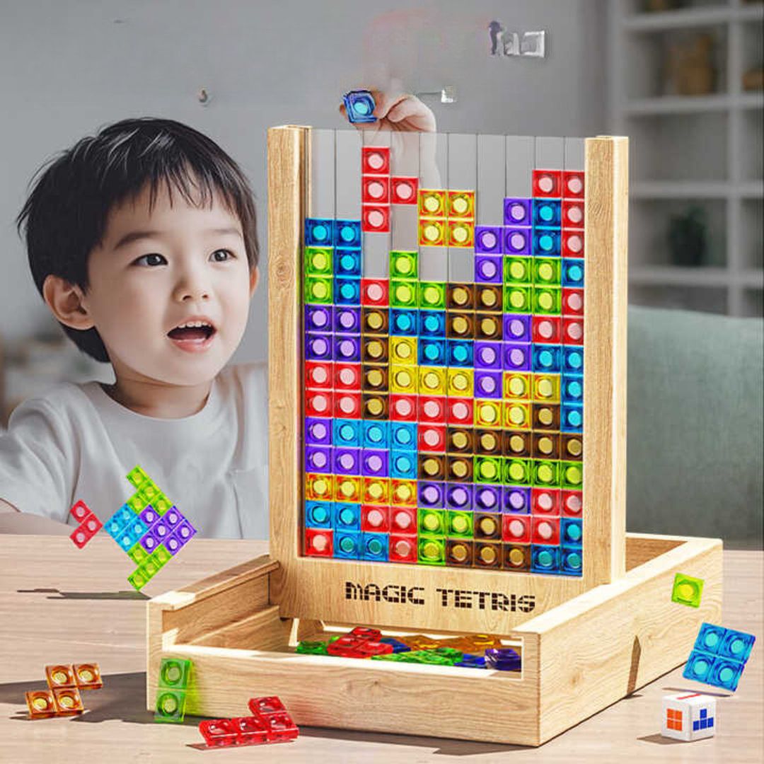 Magisches Tetris Spiel aus Holz – Klassisches Design für Denksport