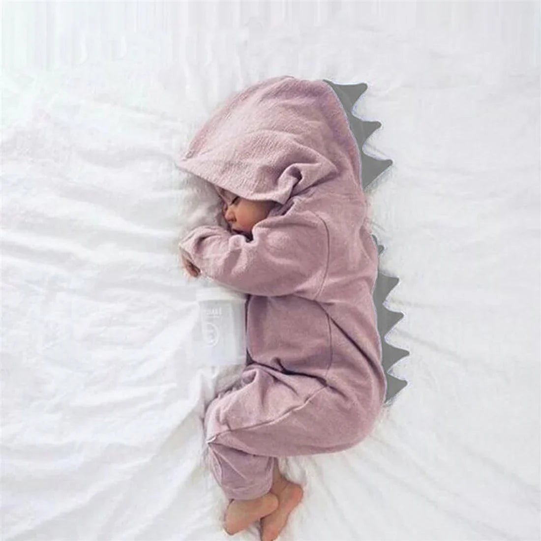 Niedlicher Baby-Overall mit Dinosaurier-Kapuze – Weicher Strampler für Babys
