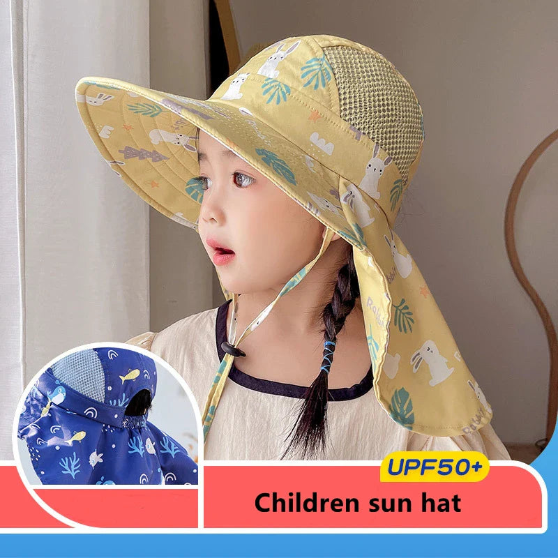 Verstellbarer Kinder Sonnenhut mit UPF 50+ - Breite Krempe für Optimalen Sonnenschutz