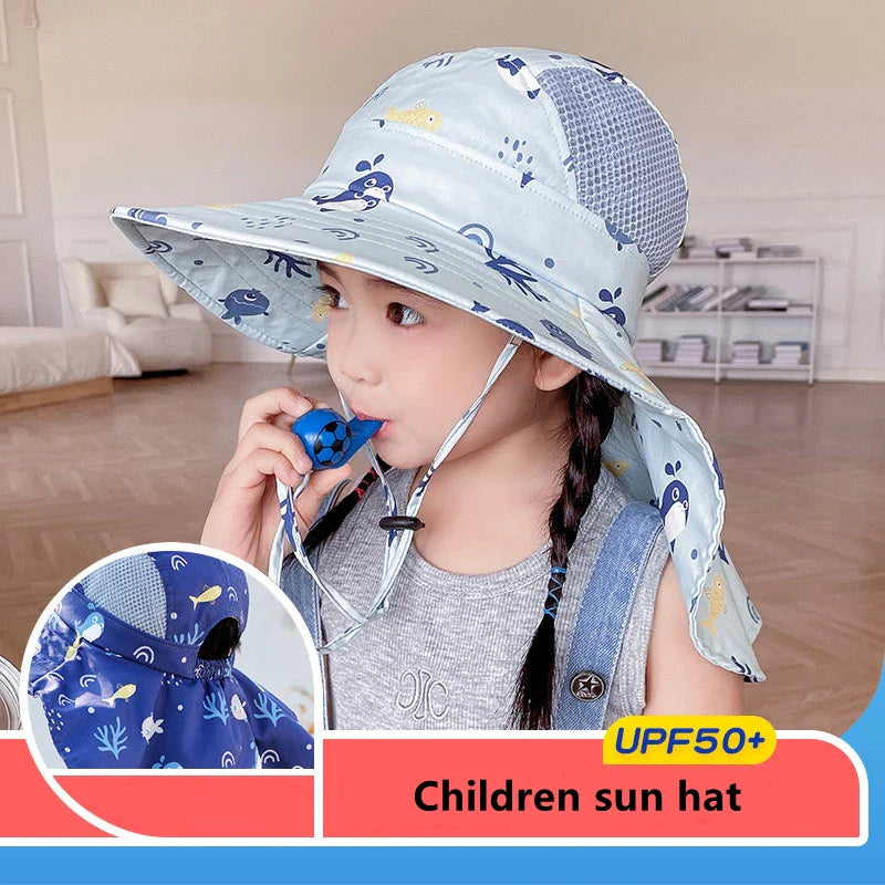 Verstellbarer Kinder Sonnenhut mit UPF 50+ - Breite Krempe für Optimalen Sonnenschutz