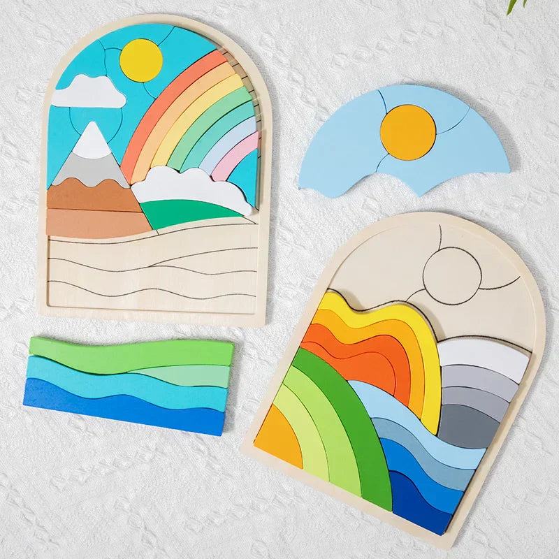 Bunte Regenbogen-Puzzleblöcke – Magischer Spielspaß
