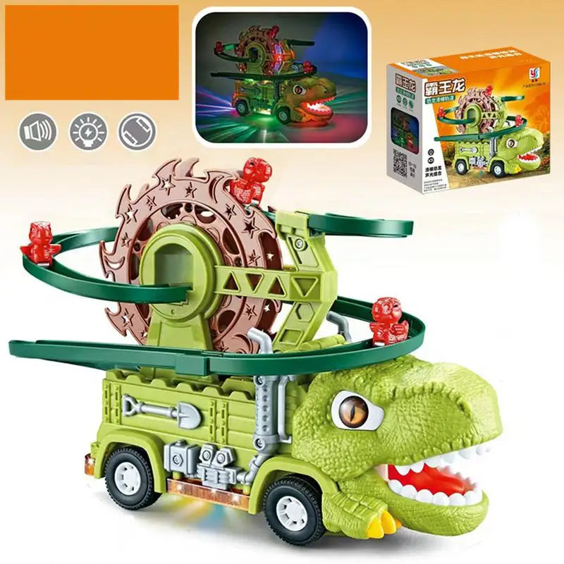 Dino-Rennspaß – Dino-Truck mit integrierter Rennbahn für Kinder