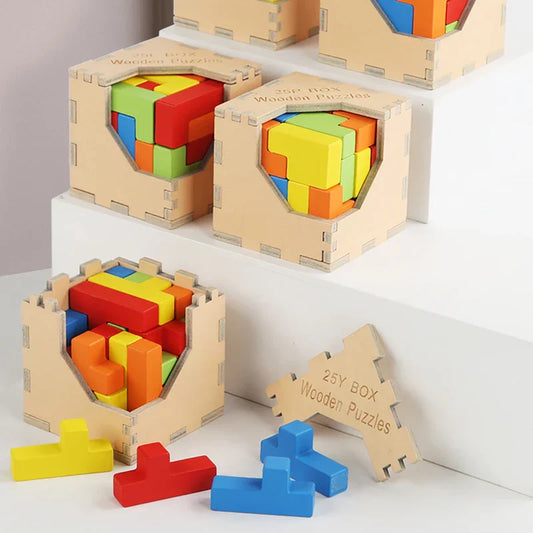 Herausforderndes 3D Holz-Puzzle – Tetris Spiel für Kinder und Erwachsene