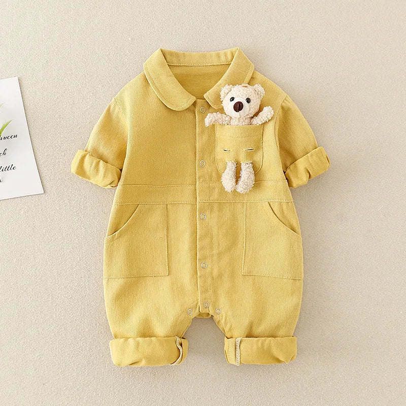Süßer Denim Jumpsuit mit Teddy – Bequemer Look für Kinder