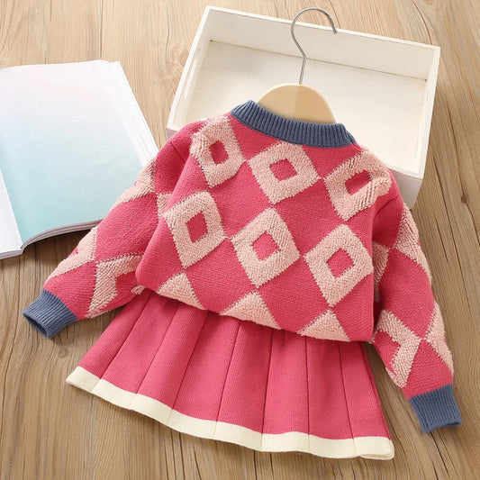 Gemütliches Vintage-Strickset mit Rock für kalte Tage