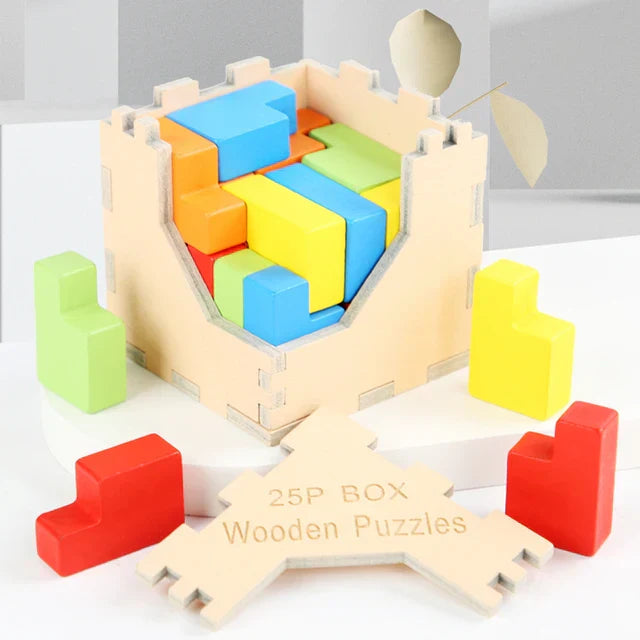 Herausforderndes 3D Holz-Puzzle – Tetris Spiel für Kinder und Erwachsene
