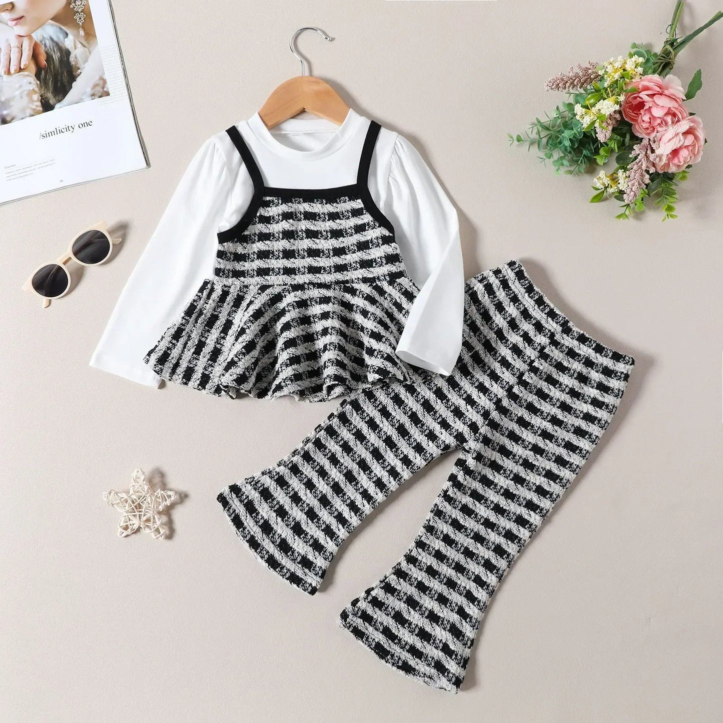 Modisches Set – 2-teiliges Kinder-Outfit mit Schlaghose und stylischem Oberteil