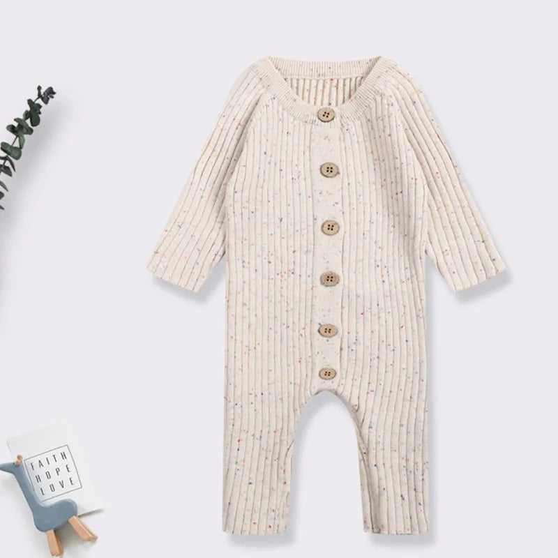 Bequemer Strick-Baby-Overall – Kuscheliger Spielanzug mit Knopfverschluss für Neugeborene