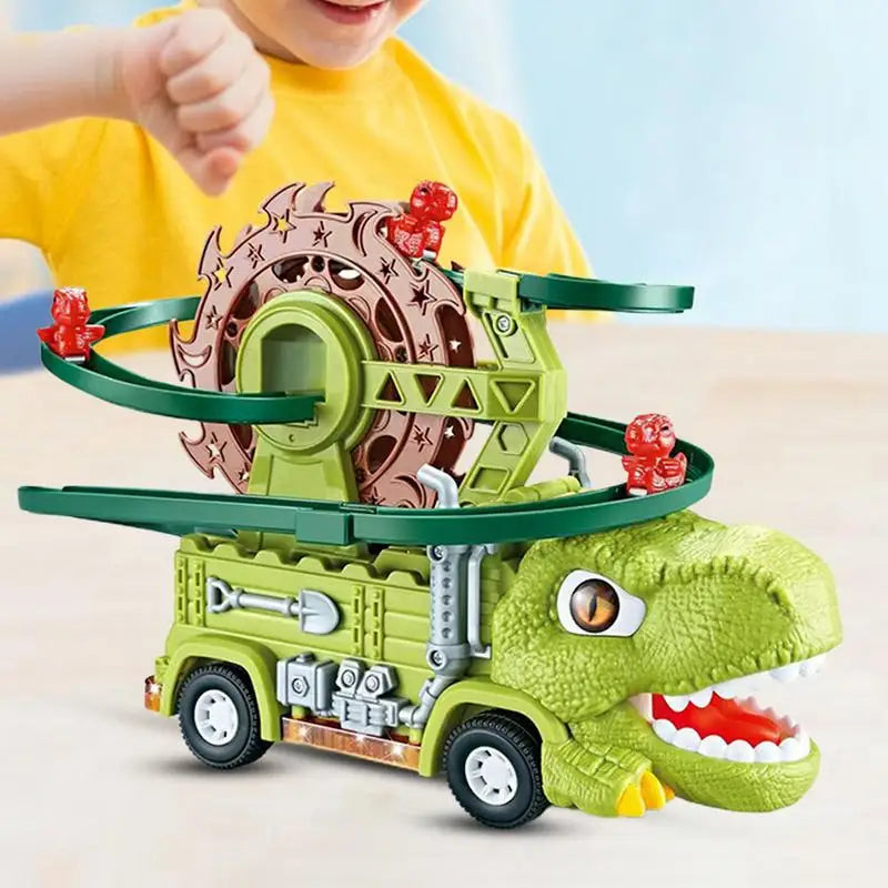 Dino-Rennspaß – Dino-Truck mit integrierter Rennbahn für Kinder